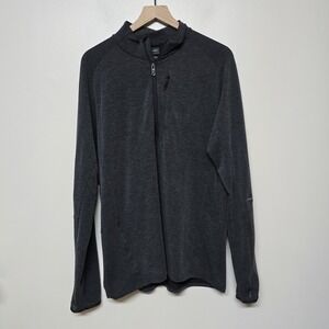 Hill‎ City Half Zip Pullover Jacket Large Gray Long Sleeve Zip Pocket Thumb Hole